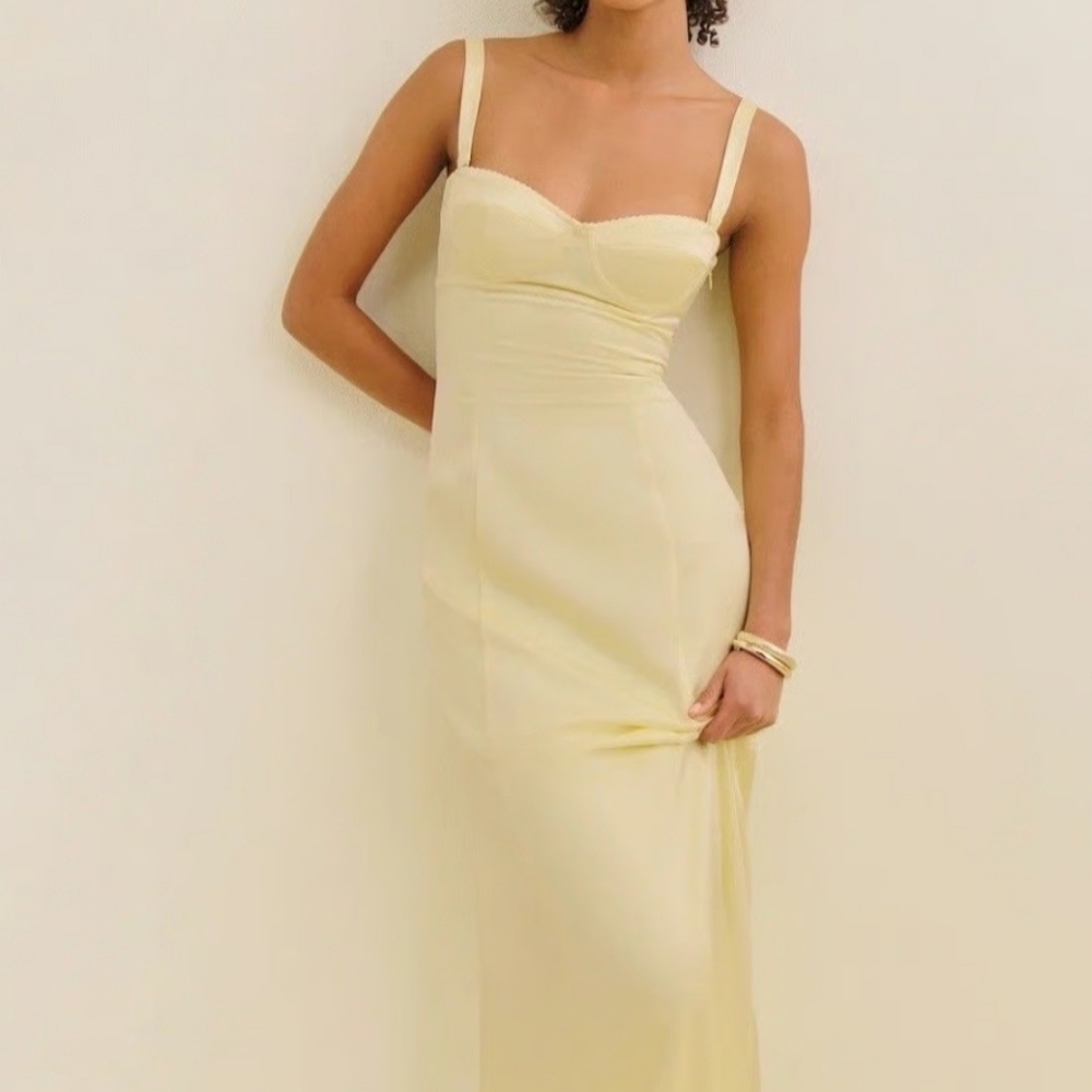 REFORMATION Britney Satin
Dress X Devon Lee Carlson